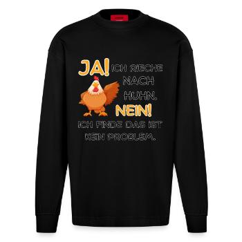 Huhn Geruch - Heavyweight Oversized Organic Langarmshirt Made in EU - SOLID BLACK - Vorne