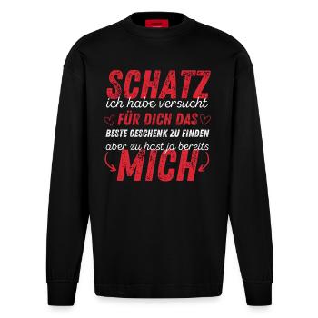 Le meilleur cadeau, la Saint-Valentin - Manches longues bio épais oversize fabriqué en UE - SOLID BLACK - Devant