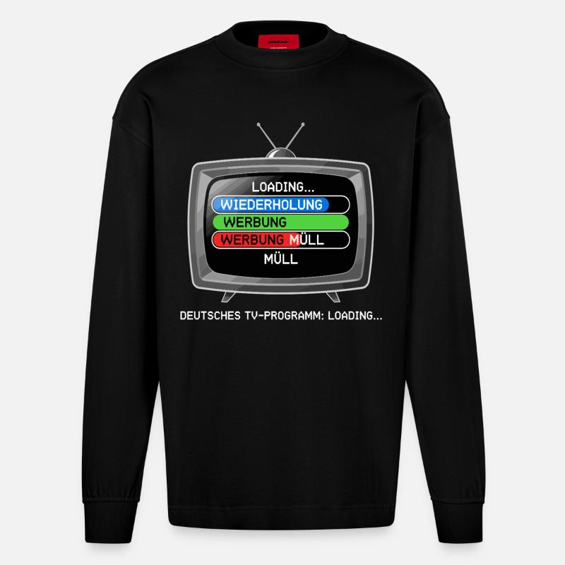 Deutsches TV-Programm: Loading... - Heavyweight Oversized Organic Langarmshirt Made in EU - SOLID BLACK