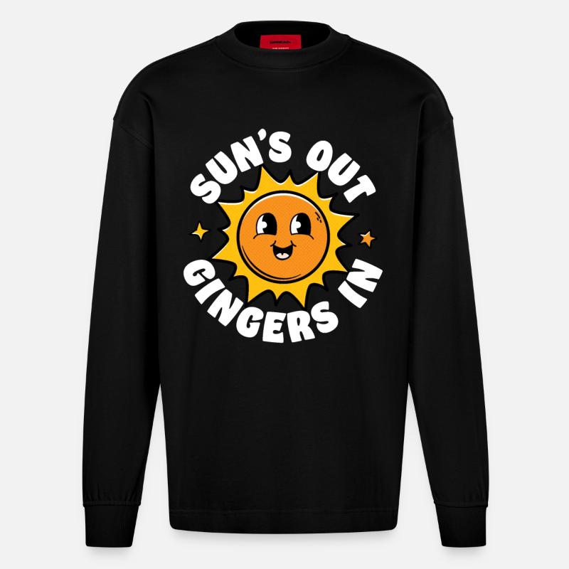 Soleils Out Gingers In - Manches longues bio épais oversize fabriqué en UE - SOLID BLACK