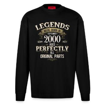 25ème Anniversaire Cadeau Légende Septembre 2000 - Manches longues bio épais oversize fabriqué en UE - SOLID BLACK - Devant