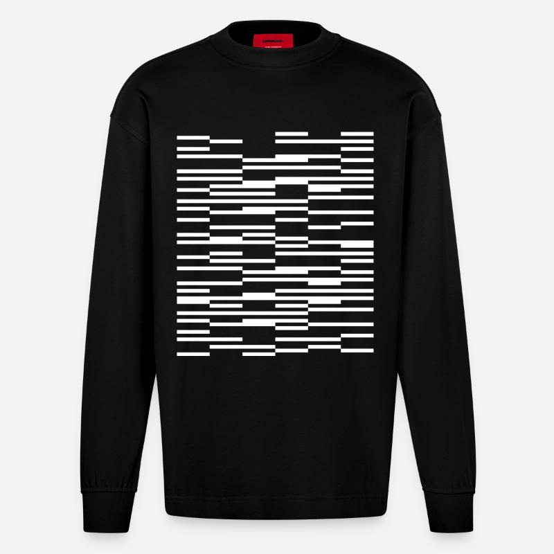 Abstraktes geometrisches Liniendesign - Heavyweight Oversized Organic Langarmshirt Made in EU - SOLID BLACK