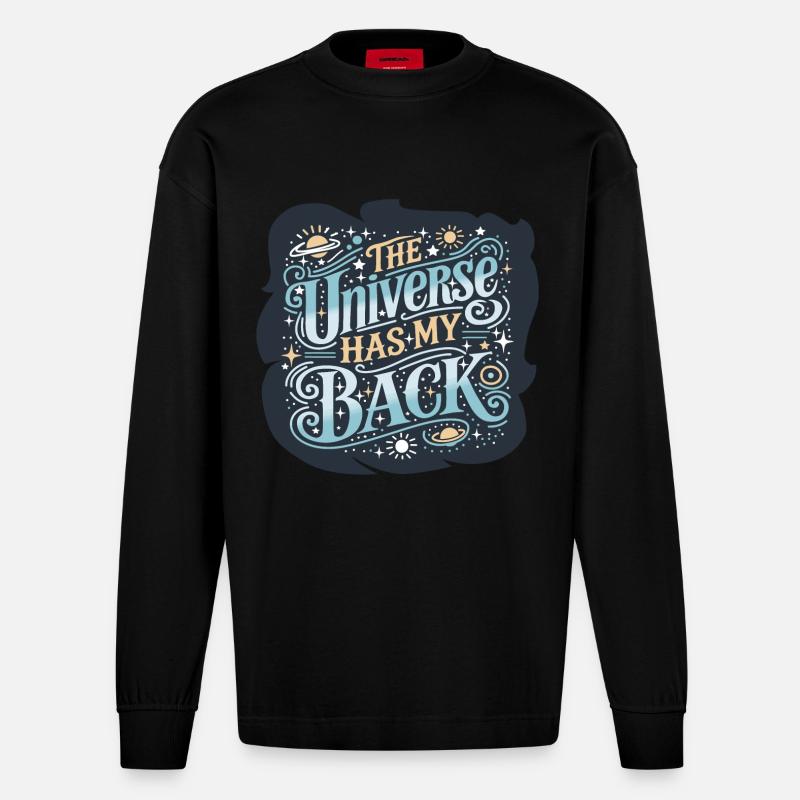 Das Universum - Heavyweight Oversized Organic Langarmshirt Made in EU - SOLID BLACK