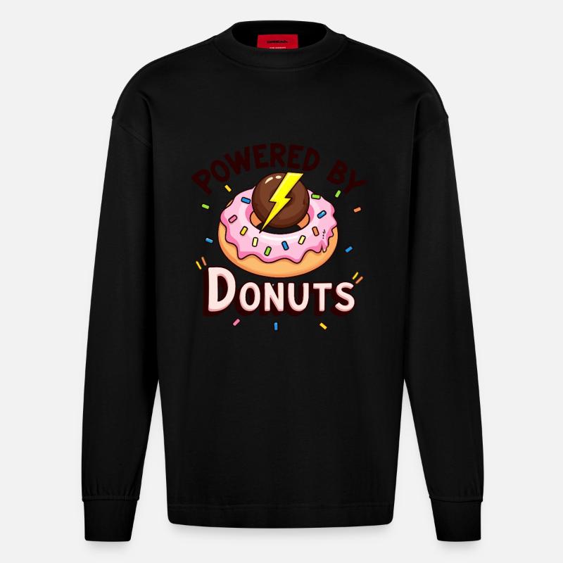 Powered By Donuts - Heavyweight Oversized Organic Langarmshirt Made in EU - SOLID BLACK