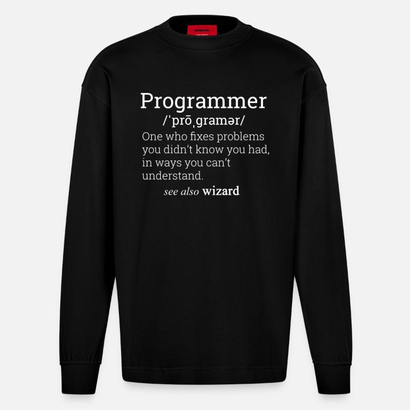 Programmer Definition - Heavyweight Oversized Organic Longsleeve Shirt Made in EU - SOLID BLACK