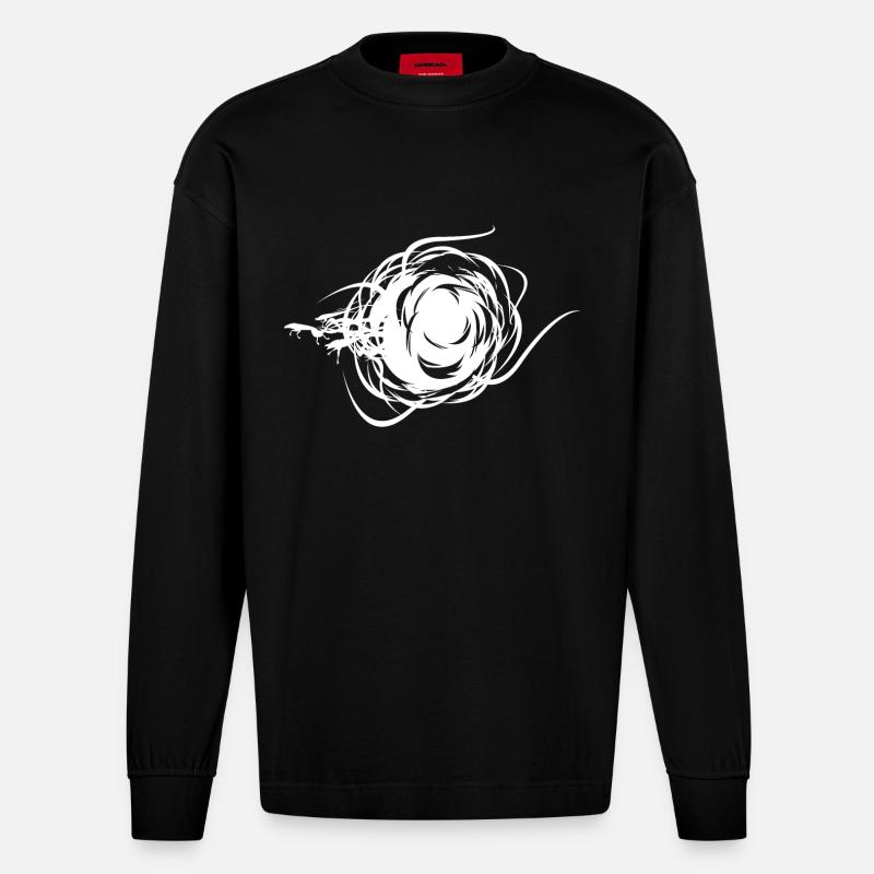 Pferde der Dunkelheit - Heavyweight Oversized Organic Langarmshirt Made in EU - SOLID BLACK