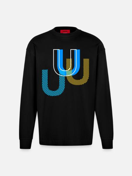 U Buchstabe - Heavyweight Oversized Organic Langarmshirt Made in EU - SOLID BLACK