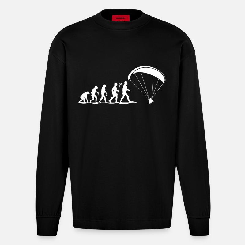 evolution paragliding gleitschirmfliegen - Heavyweight Oversized Organic Langarmshirt Made in EU - SOLID BLACK