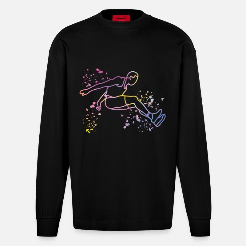 Weitspringer Weitspringen Kinder Weitsprung - Heavyweight Oversized Organic Langarmshirt Made in EU - SOLID BLACK