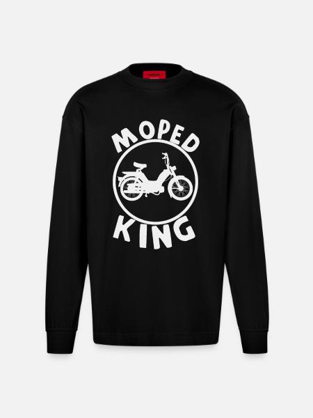 Moped King - Heavyweight Oversized Organic Longsleeve Shirt Made in EU - SOLID BLACK