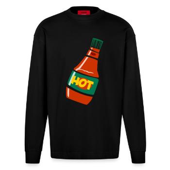 Sauce piquante - grillades et barbeque - Manches longues bio épais oversize fabriqué en UE - SOLID BLACK - Devant