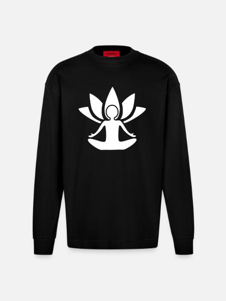 Namaste Yogi - Yoga - Heavyweight Oversized Organic Longsleeve Shirt Made in EU - SOLID BLACK