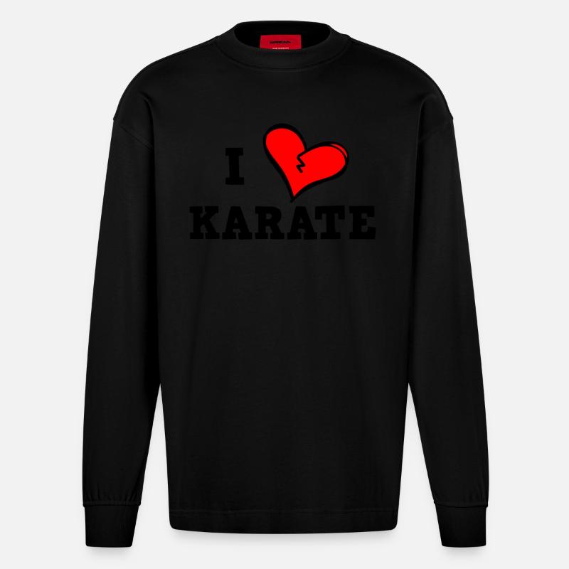 Ich liebe Karate - Heavyweight Oversized Organic Langarmshirt Made in EU - SOLID BLACK