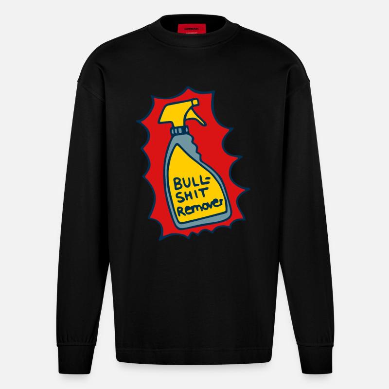 Plus propre, Bullshit Remover - Manches longues bio épais oversize fabriqué en UE - SOLID BLACK