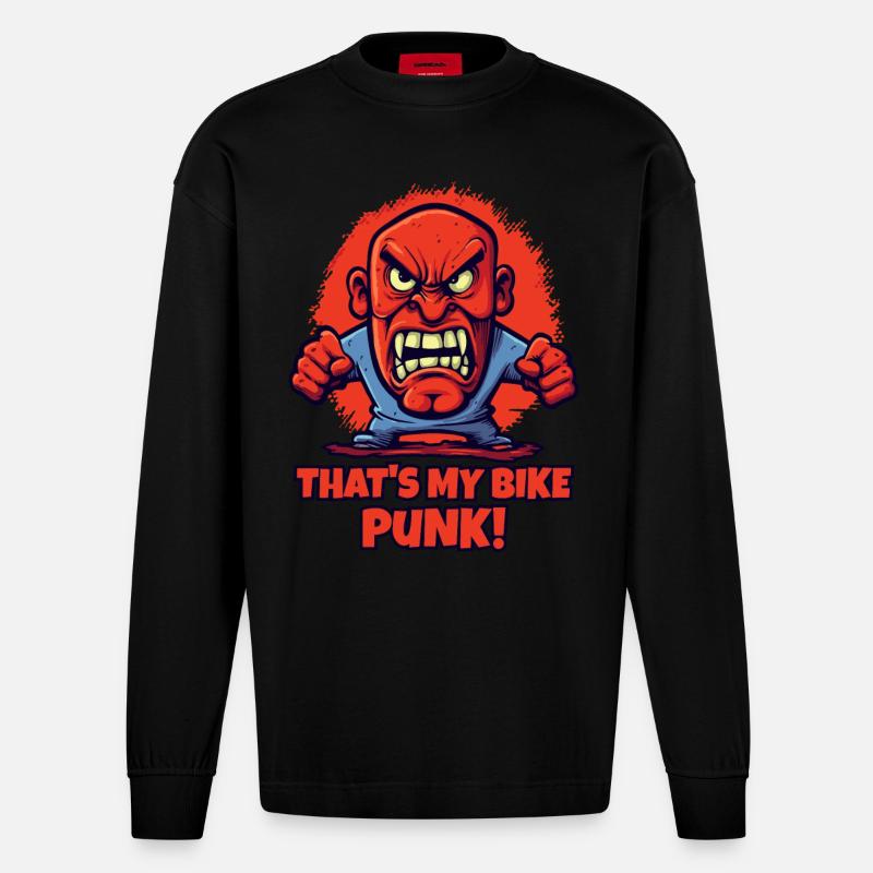 C’est mon vélo, punk ! - Manches longues bio épais oversize fabriqué en UE - SOLID BLACK