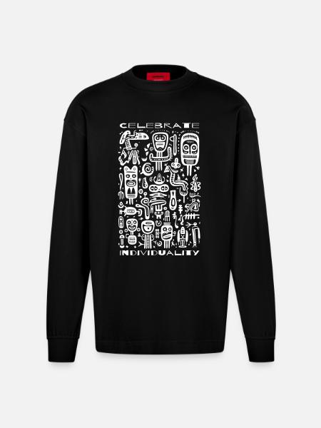 Celebrate your uniqueness - Heavyweight Oversized Organic Longsleeve Shirt Made in EU - SOLID BLACK