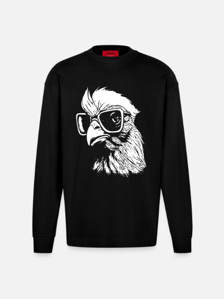 intelligent chicken - Heavyweight Oversized Organic Longsleeve Shirt Made in EU - SOLID BLACK