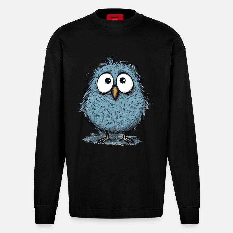 ein süßer lustiger Vogel - Heavyweight Oversized Organic Langarmshirt Made in EU - SOLID BLACK