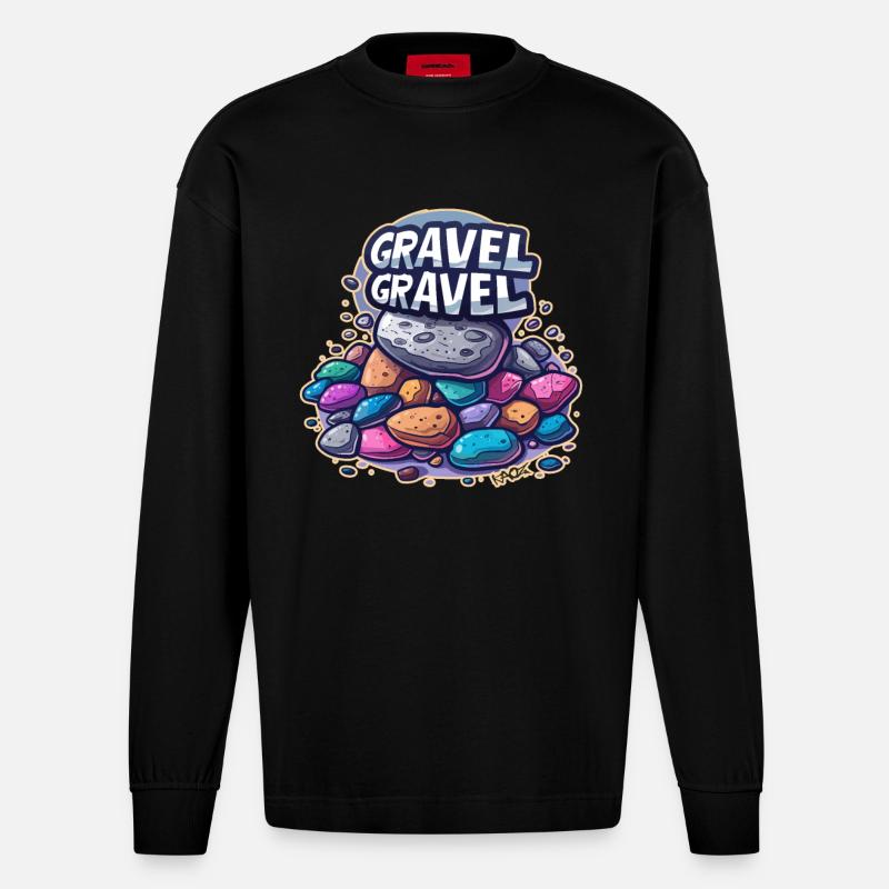 Gravel oder Schotter - Heavyweight Oversized Organic Langarmshirt Made in EU - SOLID BLACK