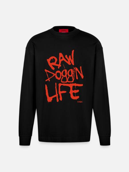 to accept life - Heavyweight Oversized Organic Longsleeve Shirt Made in EU - SOLID BLACK