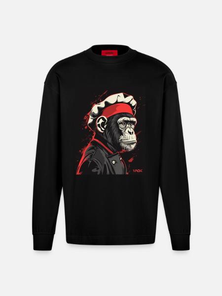 Monkey Chef et Monkey Chef - Manches longues bio épais oversize fabriqué en UE - SOLID BLACK