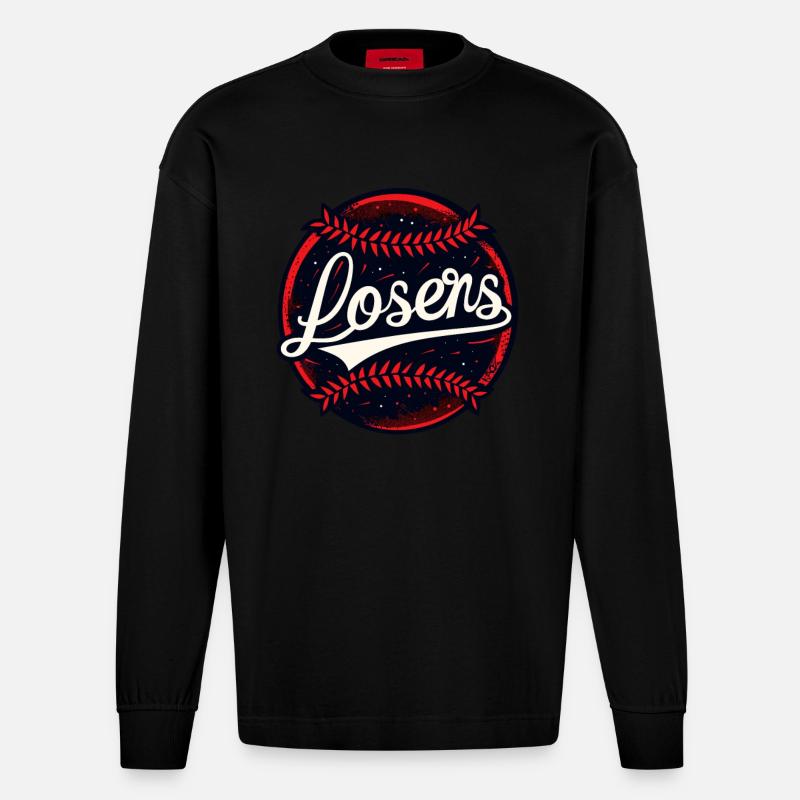 Équipe pour les perdants - Manches longues bio épais oversize fabriqué en UE - SOLID BLACK