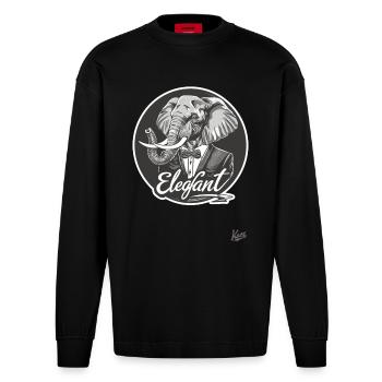 L’éléphant Eleg : l’éléphant élégant - Manches longues bio épais oversize fabriqué en UE - SOLID BLACK - Devant