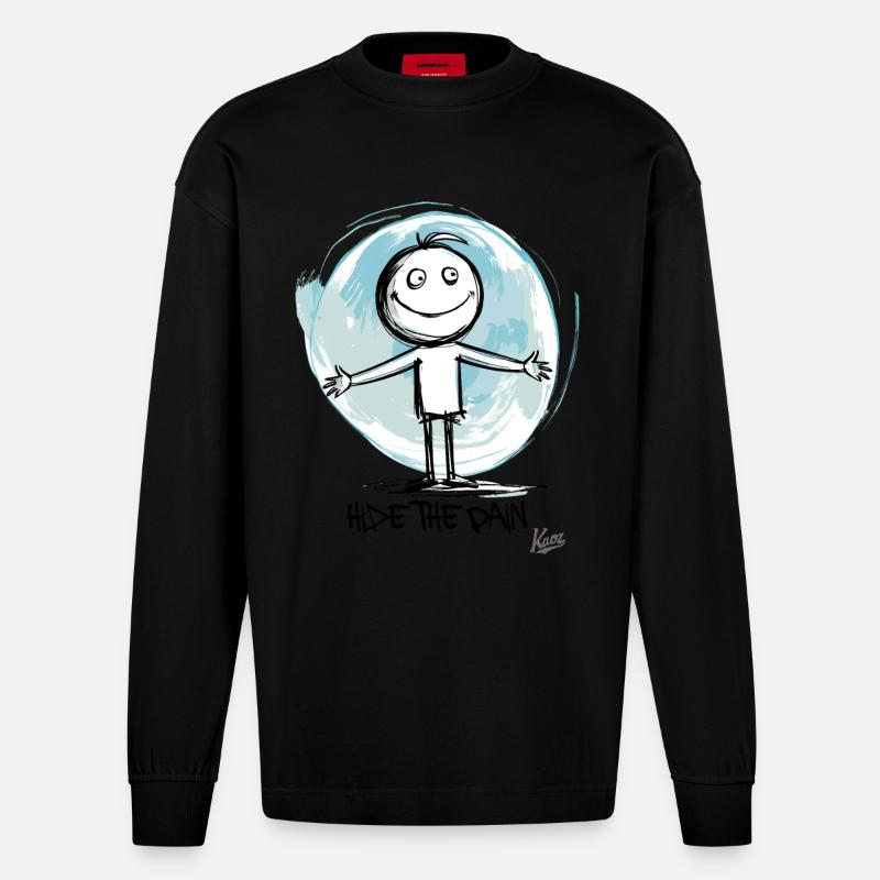 Cachez la douleur - Manches longues bio épais oversize fabriqué en UE - SOLID BLACK