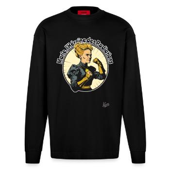 Marie - The Heroine of Radiation - Heavyweight Oversized Organic Longsleeve Shirt Made in EU - SOLID BLACK - Front