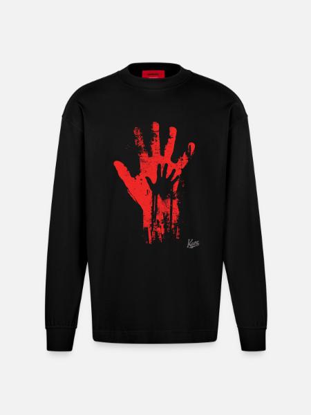 Artistic Hands: Father & Child - Heavyweight Oversized Organic Longsleeve Shirt Made in EU - SOLID BLACK