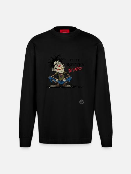 Pete Rotten is dead - Heavyweight Oversized Organic Longsleeve Shirt Made in EU - SOLID BLACK