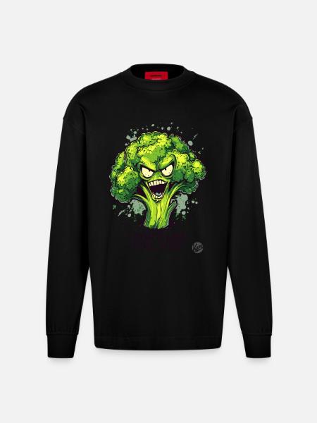 Nobody likes broccoli - Heavyweight Oversized Organic Longsleeve Shirt Made in EU - SOLID BLACK