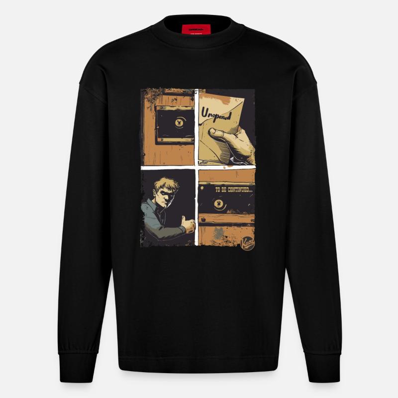 Der Brief: Ein Comic - Heavyweight Oversized Organic Langarmshirt Made in EU - SOLID BLACK