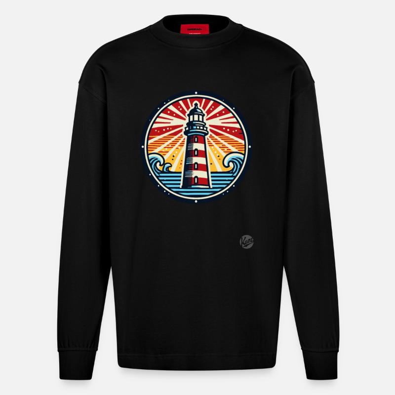 Der wundervolle Leuchtturm - Heavyweight Oversized Organic Langarmshirt Made in EU - SOLID BLACK