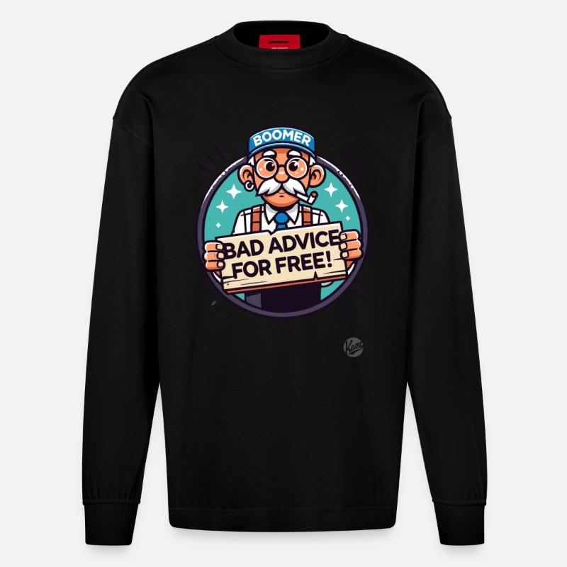 Boomer, Schlechte Ratschläge Gratis - Heavyweight Oversized Organic Langarmshirt Made in EU - SOLID BLACK