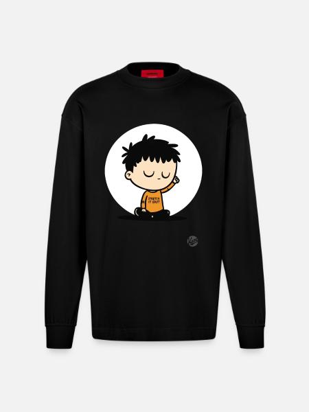Stretch Yoga - Heavyweight Oversized Organic Longsleeve Shirt Made in EU - SOLID BLACK