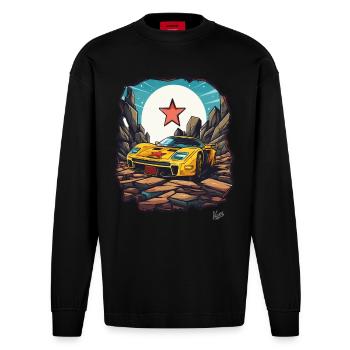Super Traum-Sportwagen - Heavyweight Oversized Organic Langarmshirt Made in EU - SOLID BLACK - Vorne