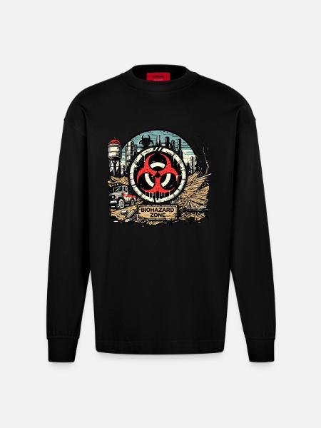 Biohazard Biohazard Zone - Heavyweight Oversized Organic Longsleeve Shirt Made in EU - SOLID BLACK