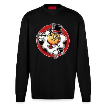 Oeuf au plat élégant gentleman - Manches longues bio épais oversize fabriqué en UE - SOLID BLACK - Devant