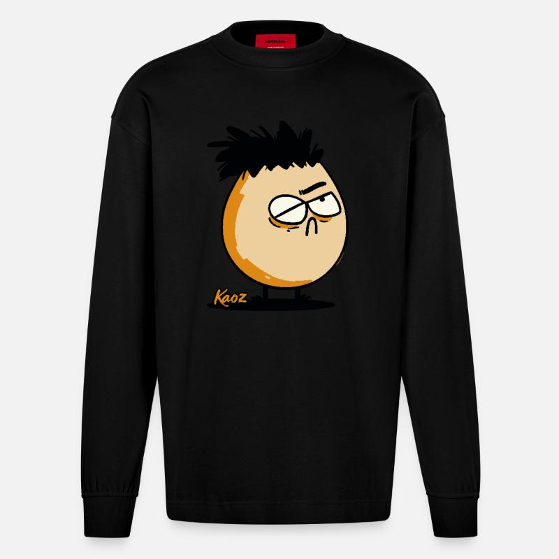 Verdächtiges Punk-Ei - Heavyweight Oversized Organic Langarmshirt Made in EU - SOLID BLACK