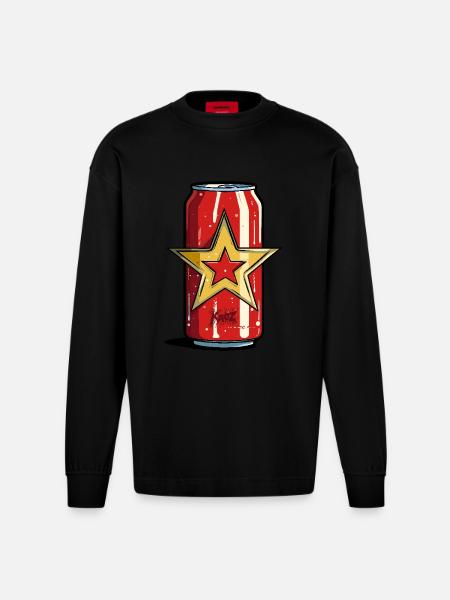 Refreshing Soda Drink Can - Heavyweight Oversized Organic Longsleeve Shirt Made in EU - SOLID BLACK