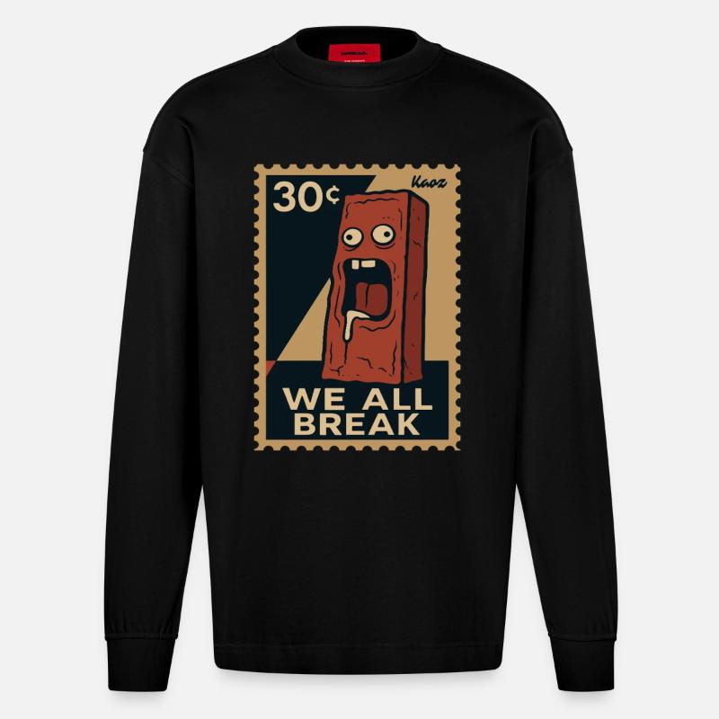 Emo Brick – Cachet d’accablement - Manches longues bio épais oversize fabriqué en UE - SOLID BLACK