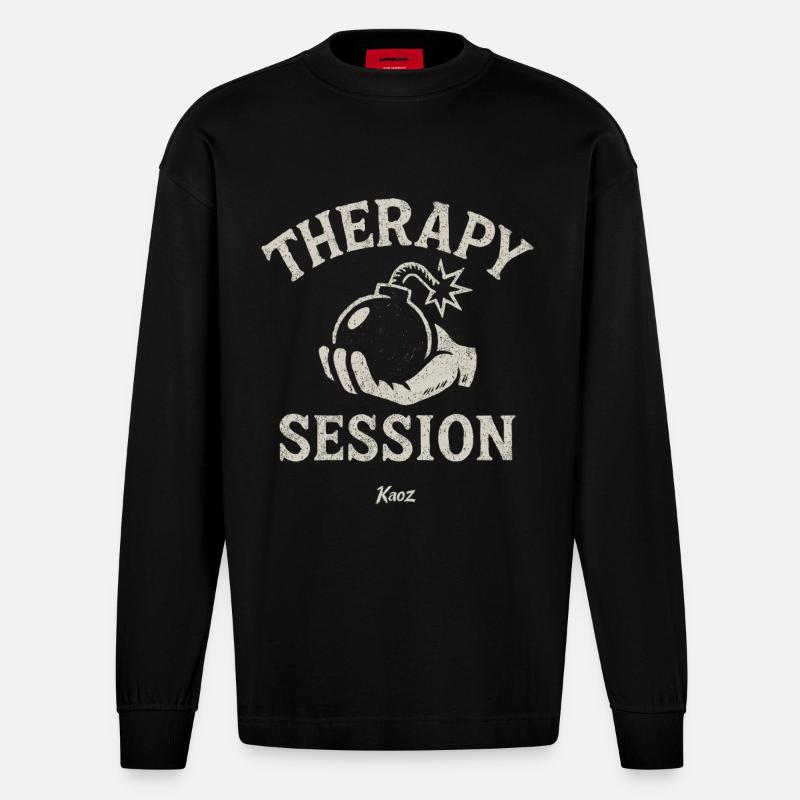 Hand holding therapy session bombshell - Heavyweight Oversized Organic Longsleeve Shirt Made in EU - SOLID BLACK