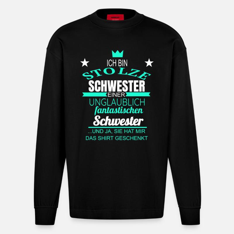 Schwester Stolze Schwester - Heavyweight Oversized Organic Langarmshirt Made in EU - SOLID BLACK