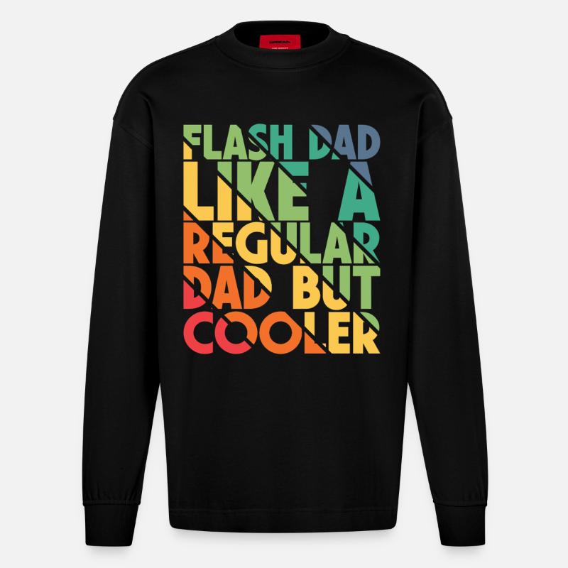 Bouldering Flash Papa Boulderer - Heavyweight Oversized Organic Langarmshirt Made in EU - SOLID BLACK