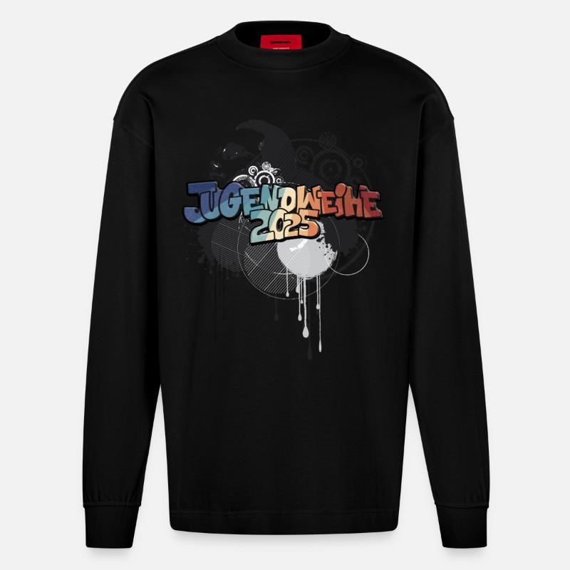 Jugendweihe 2025 Jugendweiheshirt - Heavyweight Oversized Organic Langarmshirt Made in EU - SOLID BLACK