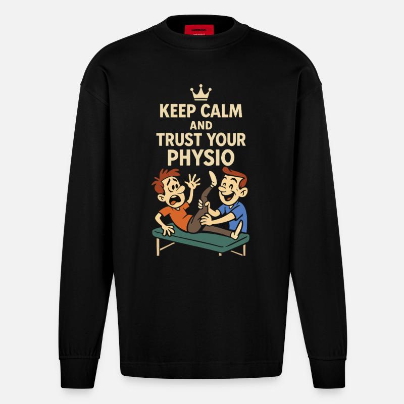 Kinésithérapeute Keep calm Trust - Manches longues bio épais oversize fabriqué en UE - SOLID BLACK