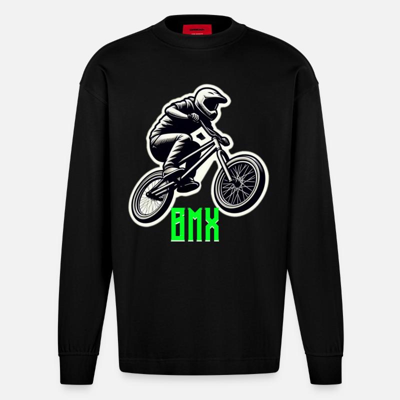 BMX Rad - Heavyweight Oversized Organic Langarmshirt Made in EU - SOLID BLACK
