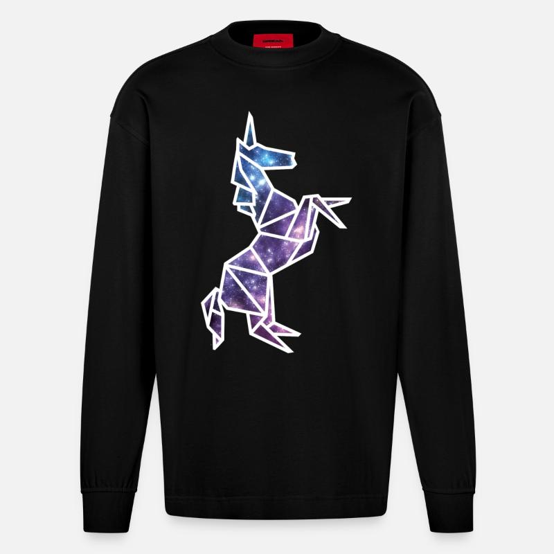 Galaxy Einhorn - Heavyweight Oversized Organic Langarmshirt Made in EU - SOLID BLACK