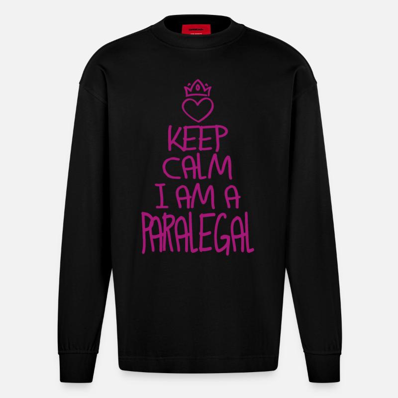 Keep Calm Rechtsanwaltsfachangestellte cool - Heavyweight Oversized Organic Langarmshirt Made in EU - SOLID BLACK